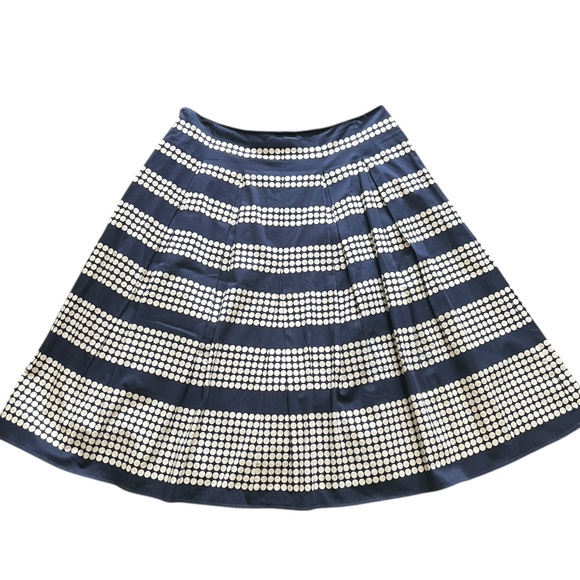 Talbots navy and white polka dot pleated a-line full midi skirt - Picture 2 of 10